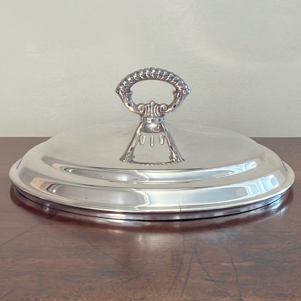 Vintage Silver-Plated Sheffield Casserole Serving Dish Cover Top